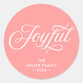 コーラルピンクスタイリッシュクルーシブジョイズホリデー ラウンドシール (正面)