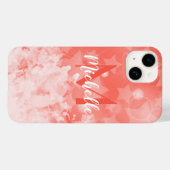 コーラルピンクスターズモダンパターンシックなモノグラム名 Case-Mate iPhoneケース (裏面 (横))