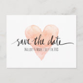 コーラルピンクタイポグラフィは日付結婚のカードを保存 案内ポストカード (正面)