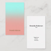 コーラルピンクターコイズブルーホワイトストライプズ 名刺 (正面/裏面)