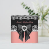 コーラルピンクダイヤモンドレースコーラルバースデーパーティー2 招待状 (スタンド正面)