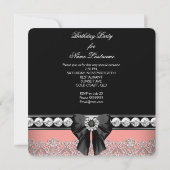 コーラルピンクダイヤモンドレースコーラルバースデーパーティー2 招待状 (裏面)