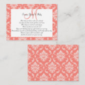コーラルピンクダマスク結婚式のウェディングウェディングウェルカード エンクロージャーカード (正面/裏面)