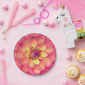 コーラルピンクダリア花紙プレート ペーパープレート (パーティー)