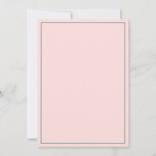 コーラルピンクティール(緑がかった色)ハミングバードフローラベビーシャワー 招待状 (裏面)