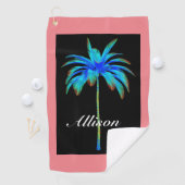 コーラルピンクトロピカルパームツリーパーソナライズされた ゴルフタオル (インサイチュ)