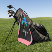 コーラルピンクトロピカルパームツリーパーソナライズされた ゴルフタオル (グリーン)