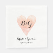 コーラルピンクハートエレガントなウェディングランチョンナプキン スタンダードランチョンナプキン (正面)