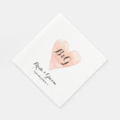 コーラルピンクハートエレガントなウェディングランチョンナプキン スタンダードランチョンナプキン (角)