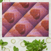 コーラルピンクハート キッチンタオル (折り畳み)