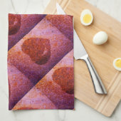 コーラルピンクハート キッチンタオル (四つ折り)