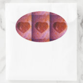 コーラルピンクハート 楕円形シール (バッグ)