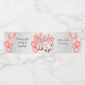 コーラルピンクバルーン誕生日パーティー ペットボトルラベル (シングルラベル)