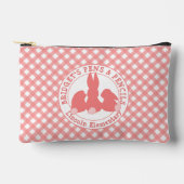 コーラルピンクバンニー&ギンガムパタパーソナライズされたーン アクセサリーポーチ (正面)