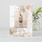 コーラルピンクパンパスグラスフォト結婚ズ セーブザデート (スタンド正面)