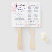 コーラルピンクヒトデビーチ結婚式プログラム ハンドファン (正面&裏面)