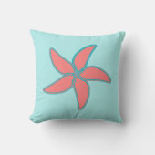 コーラルピンクヒトデ光ターコイズ装飾用クッション クッション (正面)