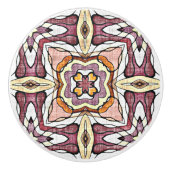 コーラルピンクピーチオレンジマウブタウペトライバルアート セラミックノブ (正面)