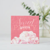 コーラルピンクピーニーSweet sixteen誕生日 招待状 (スタンド正面)