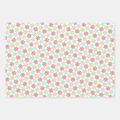 コーラルピンクファンキーレッドミントブルーグリーンスノーフレーク ラッピングペーパーシート (正面)