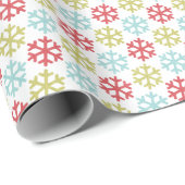 コーラルピンクファンキーレッドミントブルーグリーンスノーフレーク ラッピングペーパー (ロールコーナー)