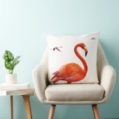 コーラルピンクフラミンゴスオンホワイト クッション (椅子)