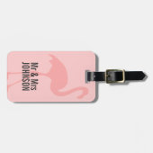 コーラルピンクフラミンゴMr.とMrs.旅行荷物タグ ラゲッジタグ (正面横)