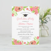 コーラルピンクフラワーズ春ガーデン卒業パーティー 招待状 (スタンド正面)