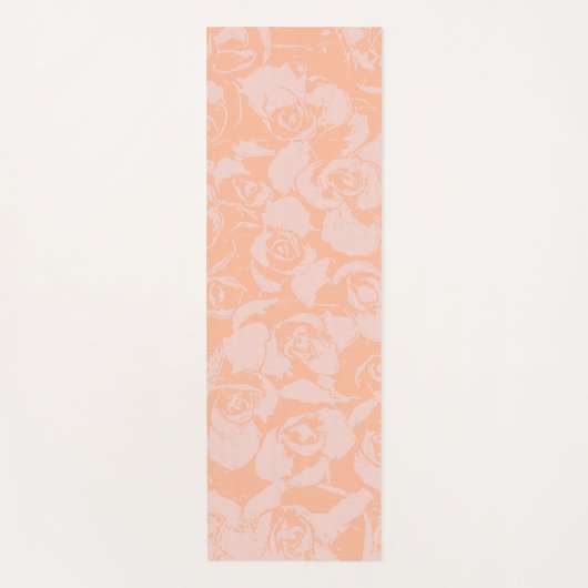 コーラルピンクフローライラストレーション植物模様 ヨガマット (正面)