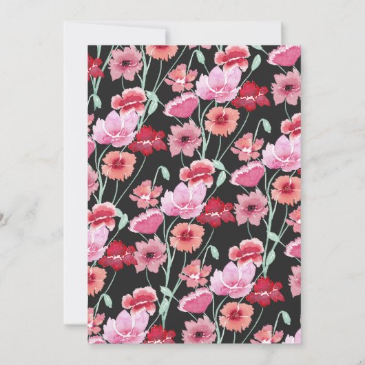 コーラルピンクフローラウォーターカラースウィート16誕生日 招待状 (裏面)