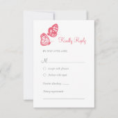 コーラルピンクフローラバタフライガーデンボー結婚ホズ 出欠カード (正面)