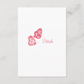 コーラルピンクフローラバタフライ庭園の結婚式詳細 エンクロージャーカード (裏面)