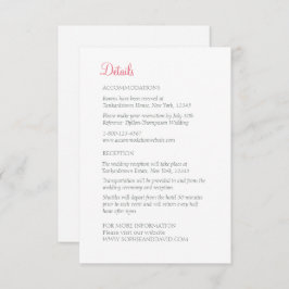 コーラルピンクフローラバタフライ庭園の結婚式詳細 エンクロージャーカード