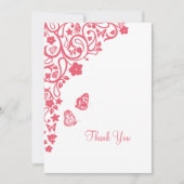 コーラルピンクフローラバタフライ庭園の結婚式 サンキューカード (正面)