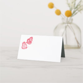 コーラルピンクフローラバタフライ庭園の結婚式 プレイスカード