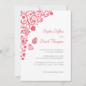 コーラルピンクフローラバタフライ庭園の結婚式 招待状 (正面)