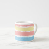 コーラルピンクブルーイエローウォーター色のストライプ エスプレッソカップ (正面右)
