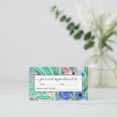コーラルピンクブルーグリーンウォーター色フラワーアート 予約カード (スタンド正面)