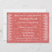 コーラルピンクブロケードブライダルシャワーの招待 招待状 (裏面)