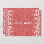 コーラルピンクブロケードブライダルシャワーの招待 招待状 (正面/裏面)