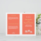 コーラルピンクブロックパームツリーサマーウェディングプログラム (スタンド正面)