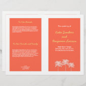 コーラルピンクブロックパームツリーサマーウェディングプログラム (正面/裏面)