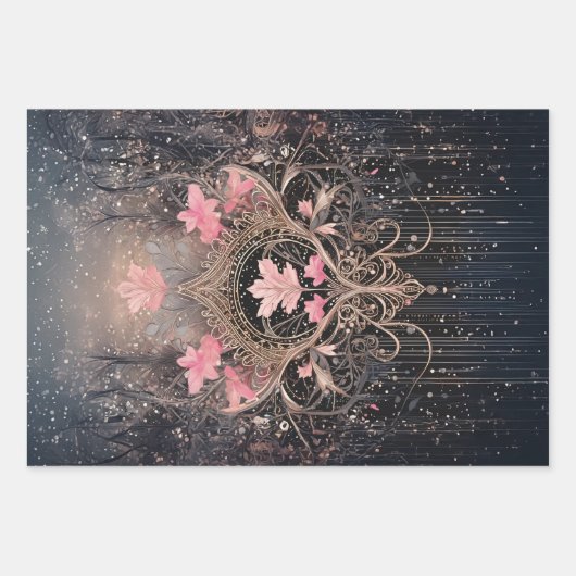 コーラルピンクプリンセス、王室のファンタジー ラッピングペーパーシート (正面3)