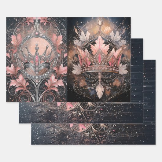 コーラルピンクプリンセス、王室のファンタジー ラッピングペーパーシート (セット)
