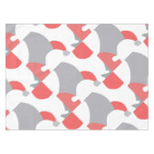 コーラルピンクホワイト&グレー抽象芸術アート テーブルクロス (正面(横))