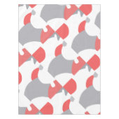 コーラルピンクホワイト&グレー抽象芸術アート テーブルクロス (正面)