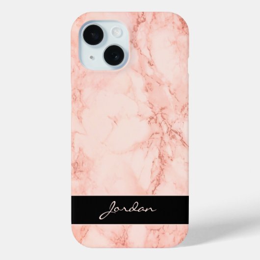 コーラルピンクポリッシュ大理石名入り Case-Mate iPhoneケース (裏面)