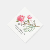 コーラルピンクマグノリア感動的フローラ結婚ズ スタンダードカクテルナプキン (角)