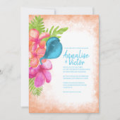 コーラルピンクマリブブルートロピカル結婚式招待状 招待状 (正面)