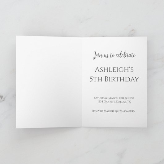 コーラルピンクマーメイドテーマ誕生日 招待状 (内部)